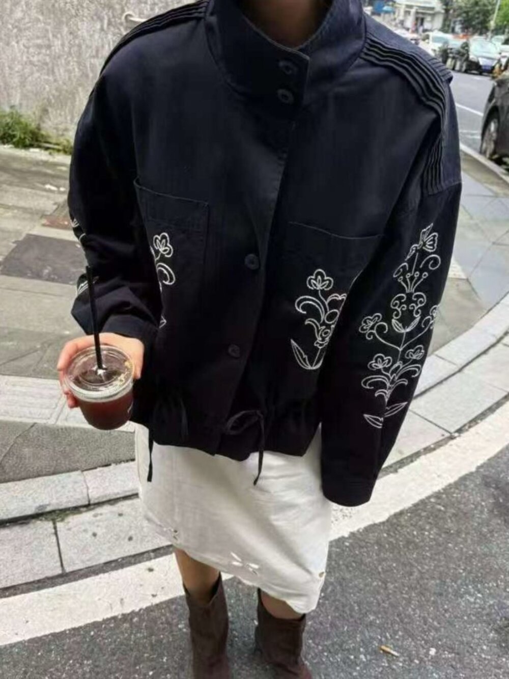 Antik Batik Maria Jacket Black Noir Autumn Embroidery Cotton